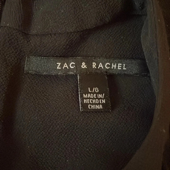 Zac & Rachel womens blouse Large Top shirt sleeveless  black Keyhole vneck basic - Picture 6 of 8